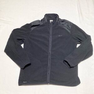 Nike Size L NikeFit Therma Black Front Zipper Fleece Sportswear Jacket
